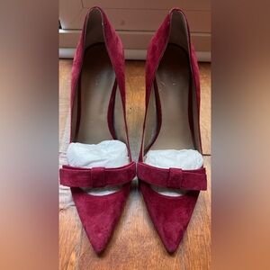 Ann Taylor Deep Red Suede Heels